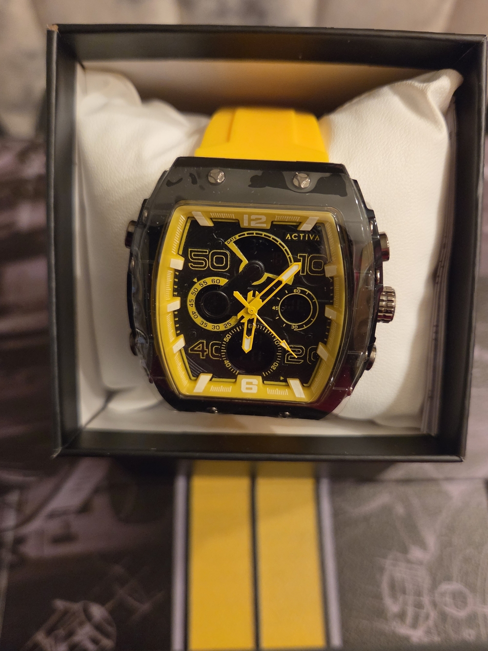 Ativa Black and Yellow Sport Chronograph Watch